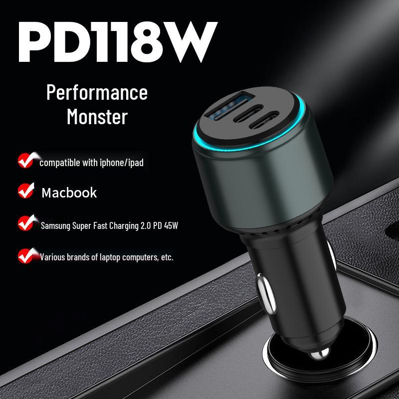 100W rychlá nabíječka do auta pro Apple, Samsung, Huawei - kompatibilní s PD pro mobilní telefony a notebooky