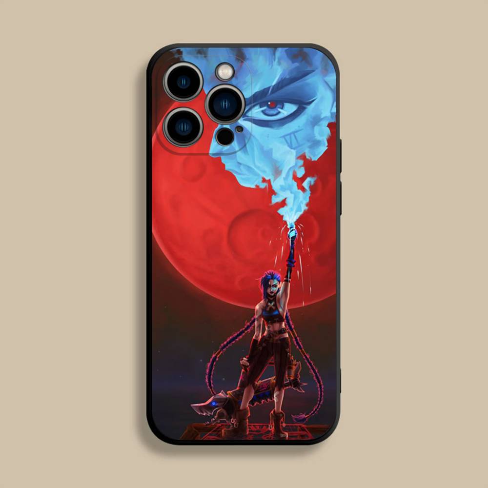 Anime Arcane Jinx Vi Phone Case For iPhone 17,16,15,14,13,12,Pro,Max,Plus,E,SE4,Air,Mini Black Soft Cover