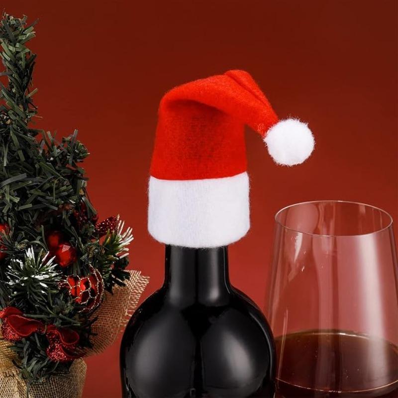 Mini Santa Hat Wine Bottle Covers for Bottle Xmas Decor Christmas Holiday Home Dinner Table Christmas Hats Party Decora Supplies