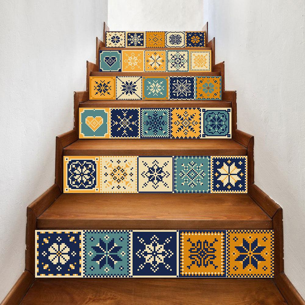 

Креативная самоклеящаяся плитка, наклейка на лестницу, украшение гостиной своими руками, домашняя водонепроницаемая и устойчивая к загрязнениям наклейка на стену, 6 штук 100cm*18cm*6pcs