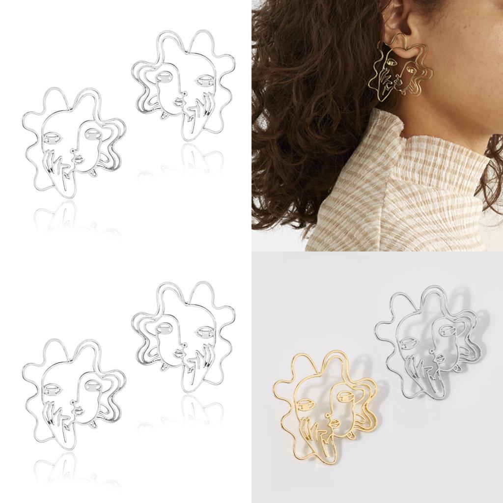 Stylish Alloy Face Earrings Minimalist Geometric Look For Urban Fashionistas