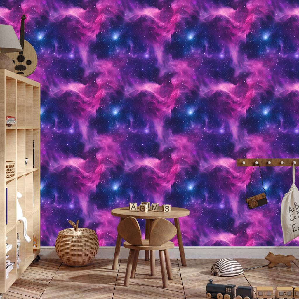 Watercolor Galaxy Wallpaper, Purple and Navy Blue, Violet Background, 50x1000