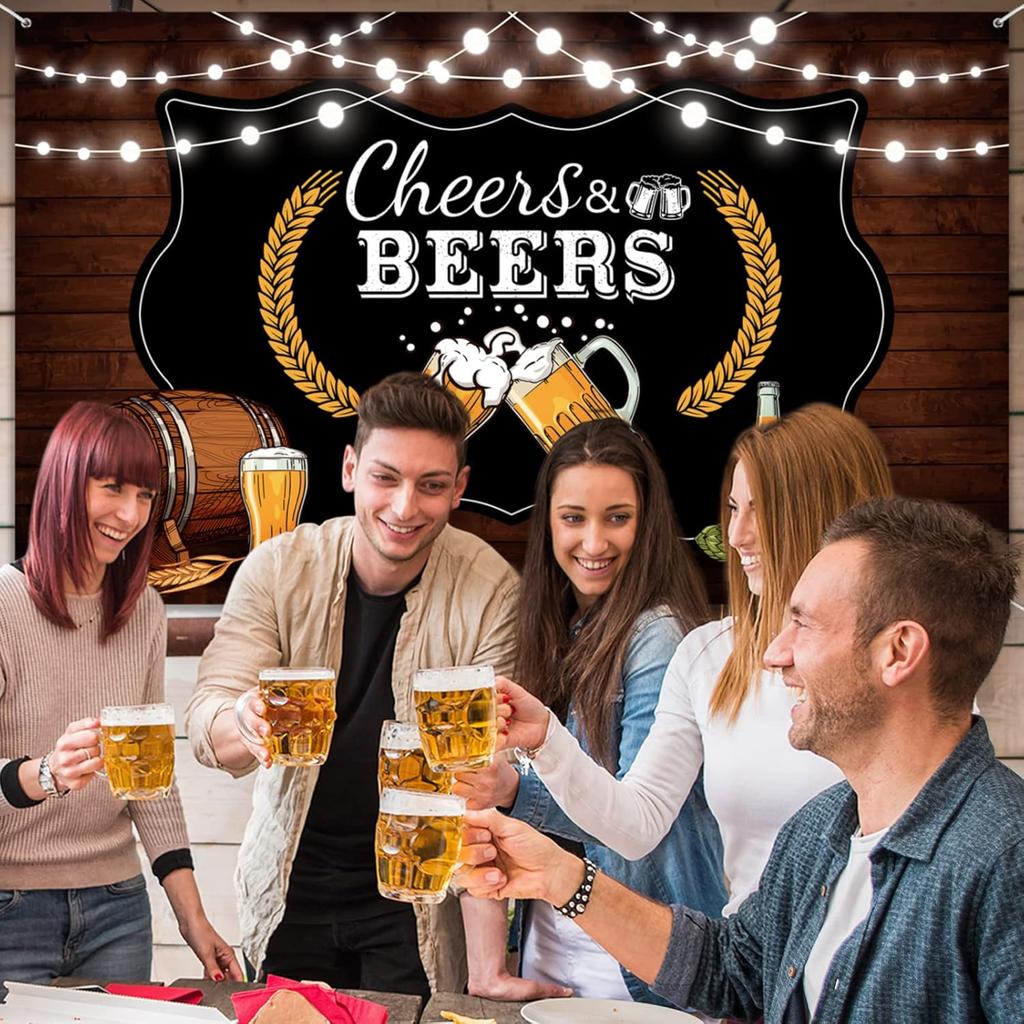 Cheers and Beers Party Decorations,Retro Rustic Wooden Board 30th 40th 50th Birthday Theme Party Photography Banner Backdrop for Men Beer Whiskey