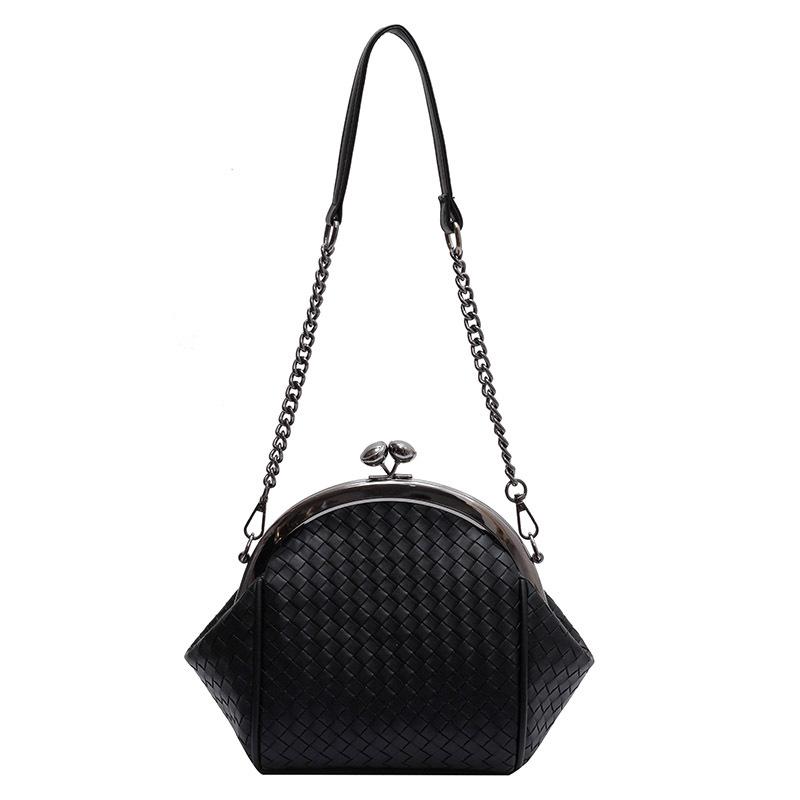 PU Leder Mode Clip Tasche für Frauen Neue Gewebte Kette Tasche Retro Textur Schulter Umhängetasche frauen Tasche Pendeln handtasche