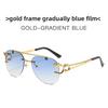 Leopard Style Frameless Sunglasses With Blue Pc Lenses For Fashion Travel And Outdoor Activities