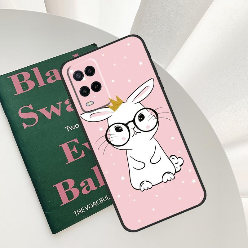 Cartoon Rabbit Bunny Case For Oppo A52 A72 A76 A96 A54 A74 A94 A54S A57S A58 A78 A98 A57 A77 A15 A16 A17 Cover