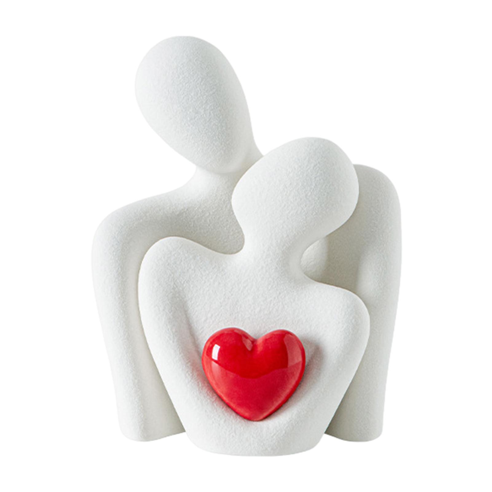 Desk Couple Statue Couple Hug Figurine Golden Heart Embrace Couple Figurine Sculpture for Room Bedroom Decor Ceramic Men Women S