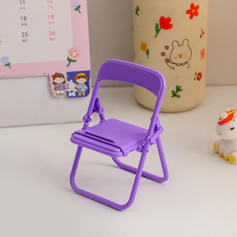 1PC Creative Folding Chair Desktop Phone Holder Macaron Decorative Cute Ornament Portable Lazy Holder