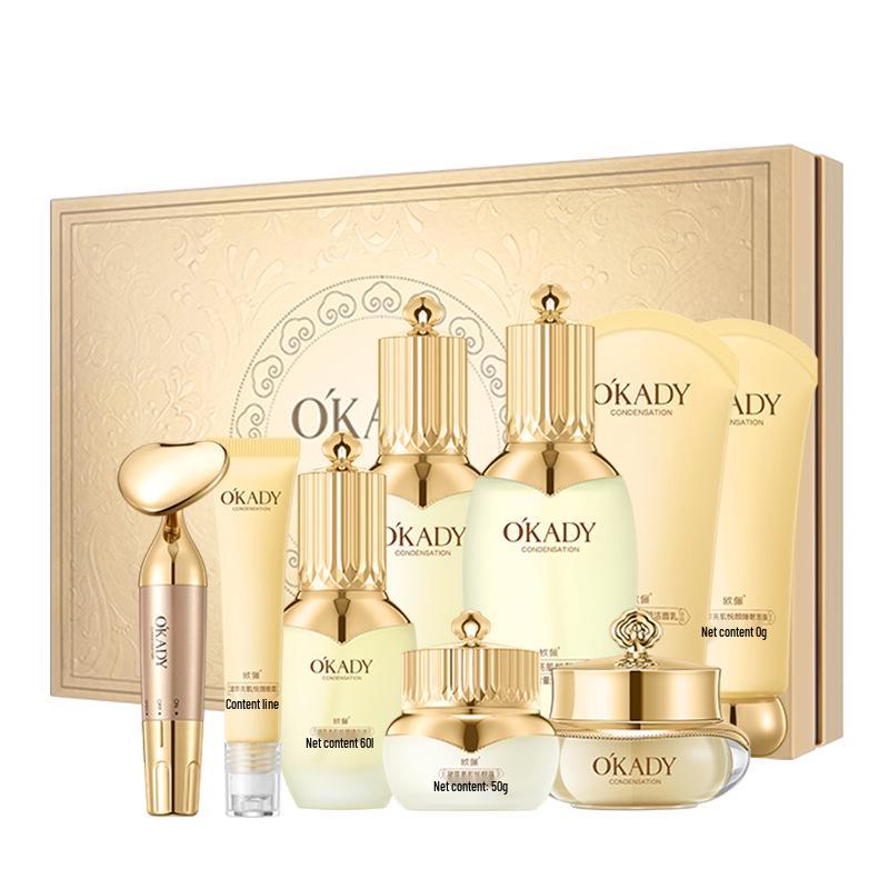 Oupei Rozjasňující a omlazující sada péče o pleť (8dílný) + Maska, rtěnka a polštářek