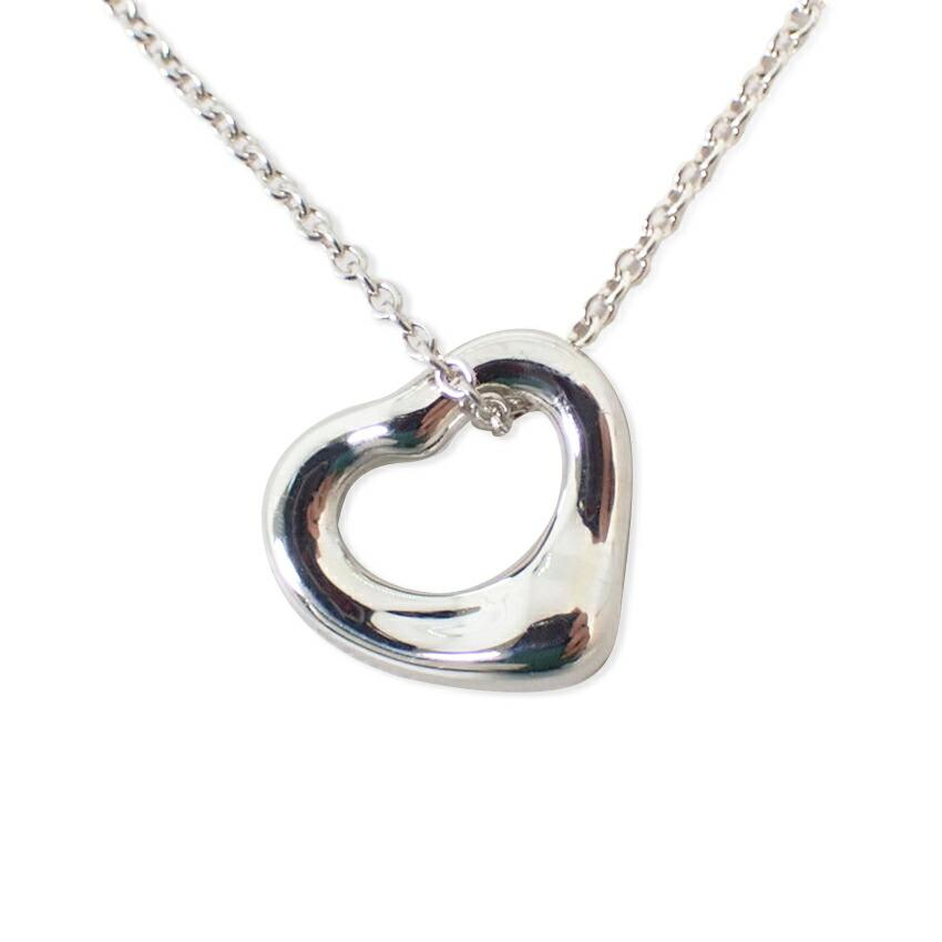 Pre-owned Tiffany & Co. Silver 925 Open Heart Pendant Necklace J56-10