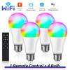Tuya WiFi LED Light Bulbs 85-265V 12W 15W 18W E27 Alexa Lamp RF 2.4G Remote Google Home Voice Control Colorful Home Lighting