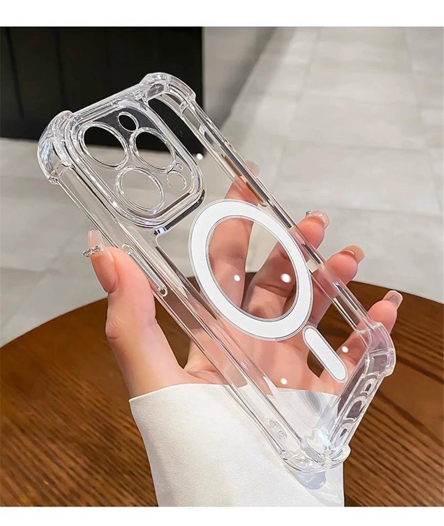 Luxury Magsafe Transparent Case For iPhone 16 15 14 13 12 11 Pro Max Plus Magnetic Wireless Charge Shockproof Soft Bumper Cover