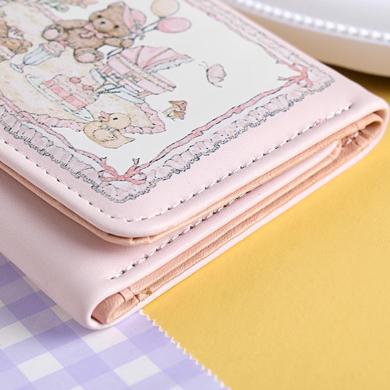 New Girl Spring Picnic Series Cute Cartoon Wallet - Anti-Demagnetization Multi-Card Slot Design for Students