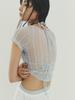 MADIN Heart Lace Half Sleeve Top_Sky Blue