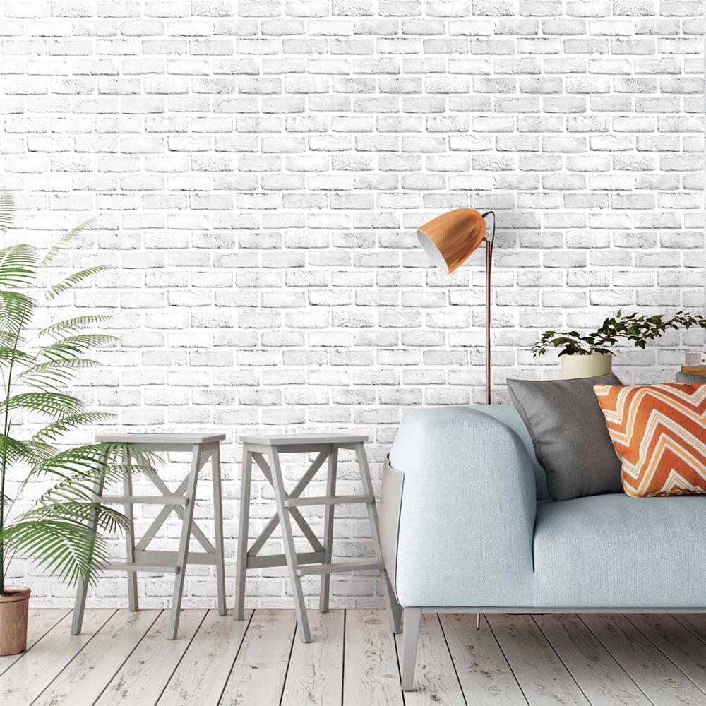 Peel And Stick Faux Brick Wallpaper White/Grey Self Adhesive Contact Paper Bathroom For Wall Home Decorative Wallpapers  Sticker
