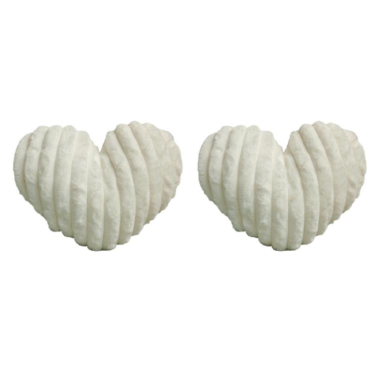 2Pcs Multifunctional Faux Furs Throw Pillow Ribbed Heart Design Furry Cushion for Sofa Lumbar Support and Romantics Decors белый 1560₽