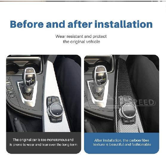 ABS Carbon Fiber Texture for BMW 3 4 Series 3GT F34 F30 F31 F32 F33 F36 2014 2018 320i Multimedia Panel Center Gear Shift Stick