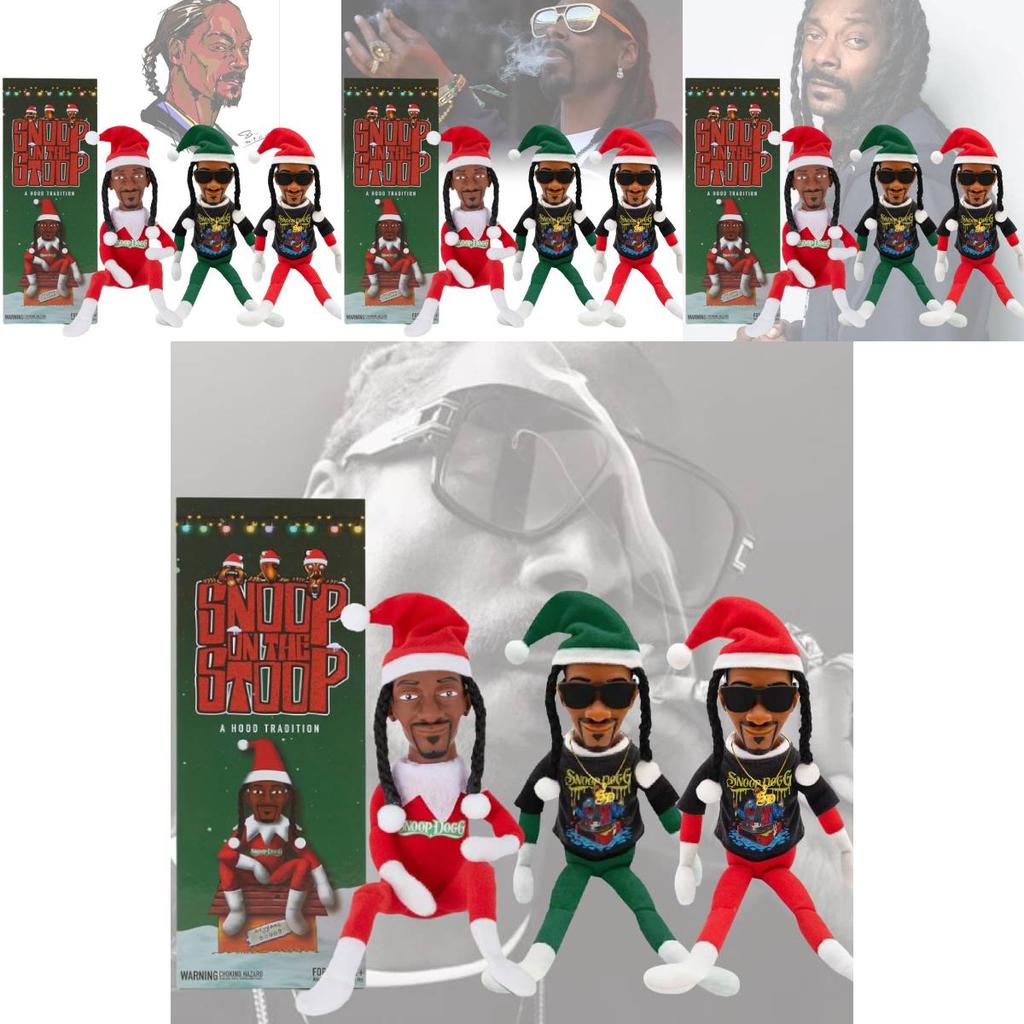 Decorazione Unica Elfo di Natale Snoop su una Veranda per Amanti dell'Hip Hop in Stili Colorati