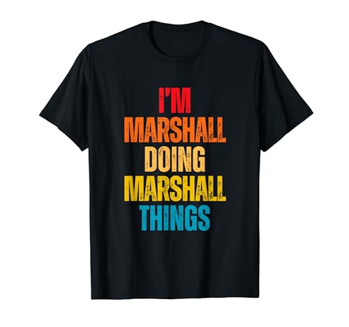 I Love Marshall Personalized Retro Pattern First Name T-Shirt