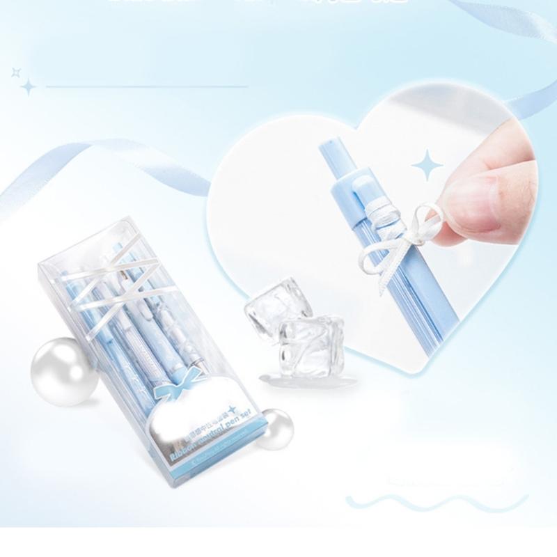 4 Pcs 0.5mm Gel Ink Pen Ballet Strap Bows Neutral Pen Retractable Black Ink Gel Pen Lovely Pressing Pen for Journaling