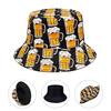Cappello a secchiello alla moda con stampa di birra, double-face, protettivo dal sole, da spiaggia, pieghevole, adatto a tutte le stagioni, cappello leggero ed elegante