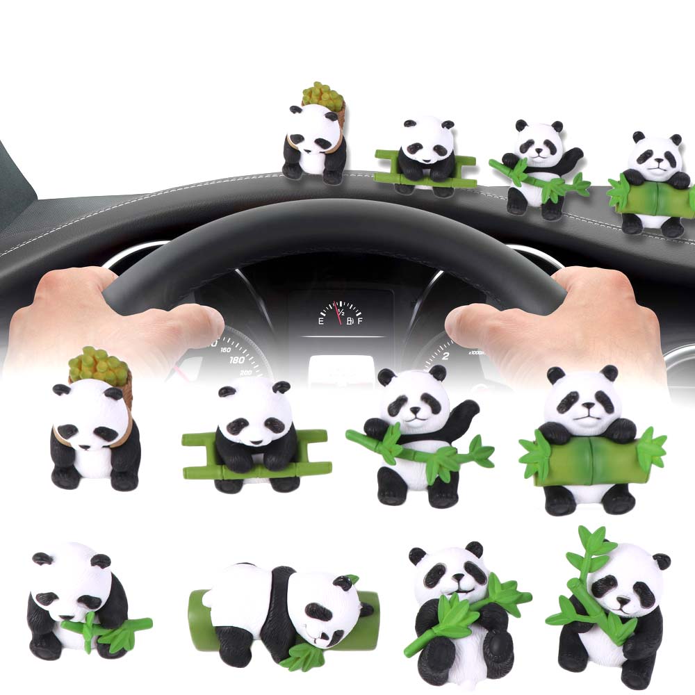 8pcs Cartoon Panda Ornament Lifelike Panda Statue Animal Dolls Miniature Panda Figurines  Yard