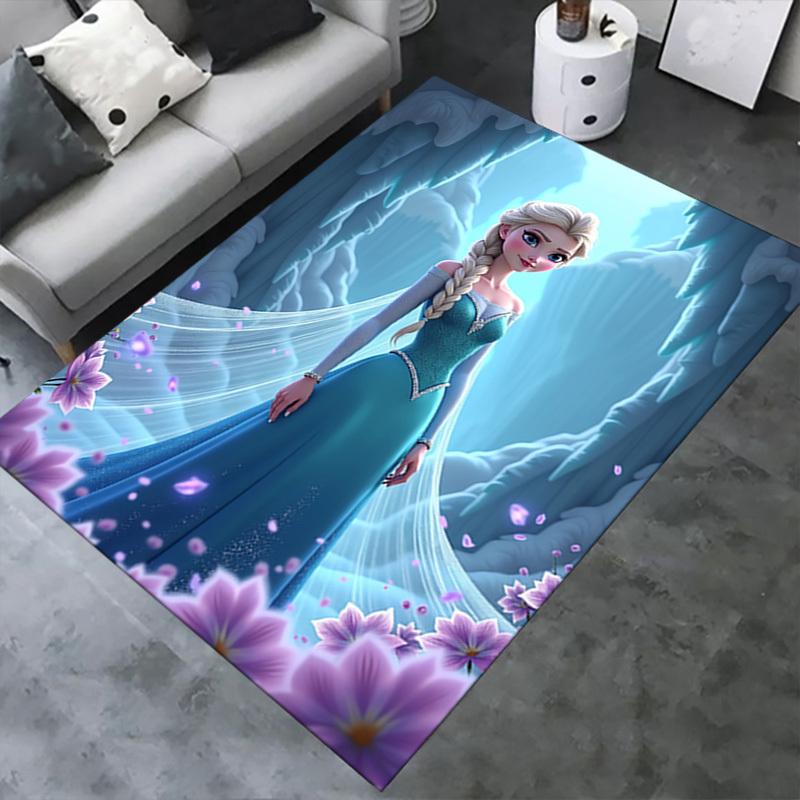 3D Printed Elsa,Frozen,Ice Palace Anti-Slip Rug - Machine Washable Office Rug for Living Room, Bedroom, Office - Multiple Sizes