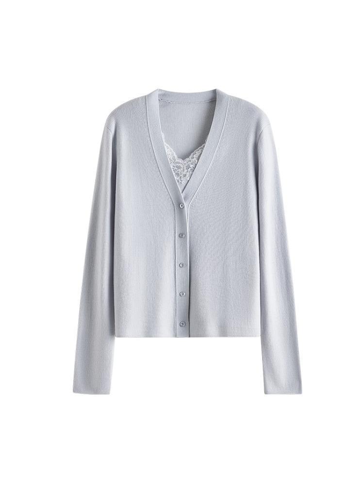 Ultra-Fine 100% Pure Wool V-Neck Cardigan: Women's Spring/Autumn Loose Knit Sweater