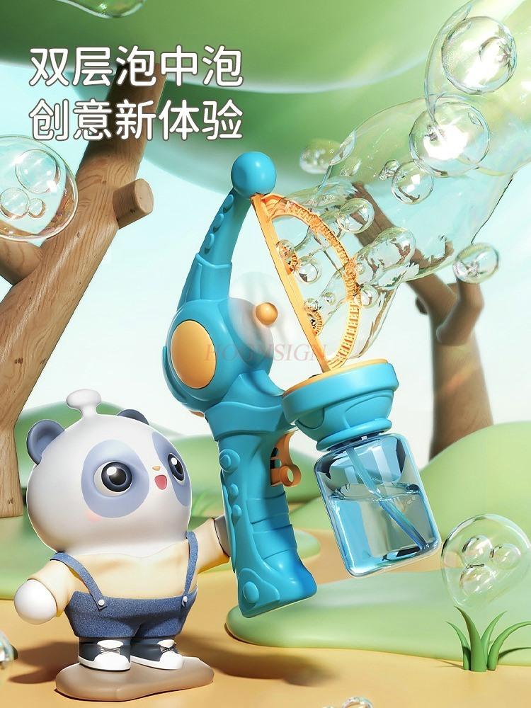 Popular Online Bubble Blowing Machine Children'S Handheld Fully Self Electric Gun Toys New Bubble Blowing