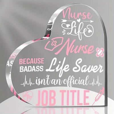 2D Flat, Nurse Appreciation Gift Acrylic Heart Desktop Decoration, Home Decor Plaque Hanging Wall Art Decorative Garden Decoration for Room Door Signs