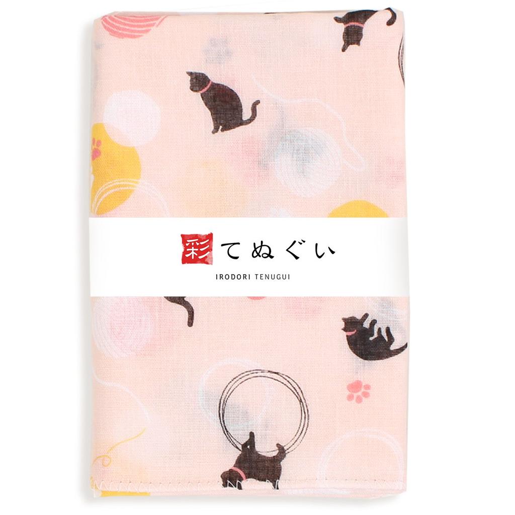 Irodori Gauze Tenugui Gauze Set of 33 x 88cm (Tenugui) Double-Layered Fabric, 5, Approx. (Animal Print, Fray-Resistant)
