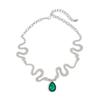 Ins Fashion 3D Metal Snake Necklace, Luxury Minimalist Gem Pendant Clavicle Chain For Women