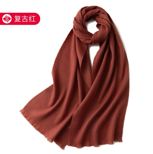 100% pure wool scarf Women's wild classic pure color new autumn and winter couples warm long short ear cashmere scarf