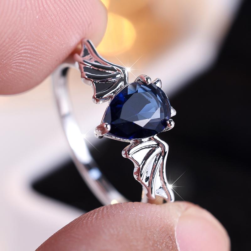 

Простые модные синие кольца-капли из циркона с летучей мышью для женщин, серебряные украшения для вечеринок, праздничные подарки 7 синий