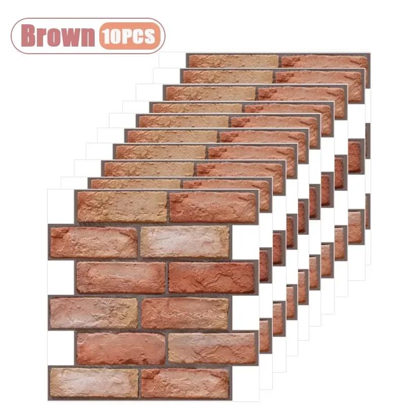 10PCS 3D Self Adhesive Wall Sticker PVC Waterproof Thick Wallpaper for Home Decoration Background Wall Renovation Peel and Stick