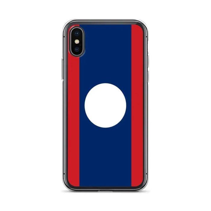 Coque iPhone - Drapeau Laos - iPhone XS - Souple - Multicolore - Design Vertical