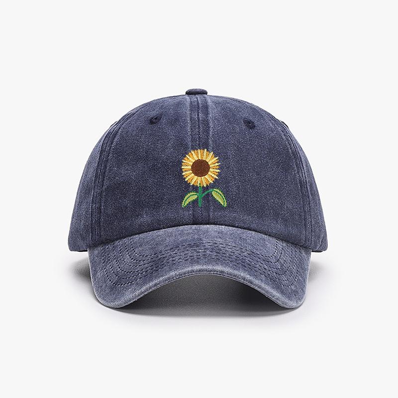 Berretto da Baseball Girasole Ricamato Pianta Papà Cappellino Trucker alla Moda Lavato Vintage Cappello da Sole da Donna Cotone Cappelli da Mamma