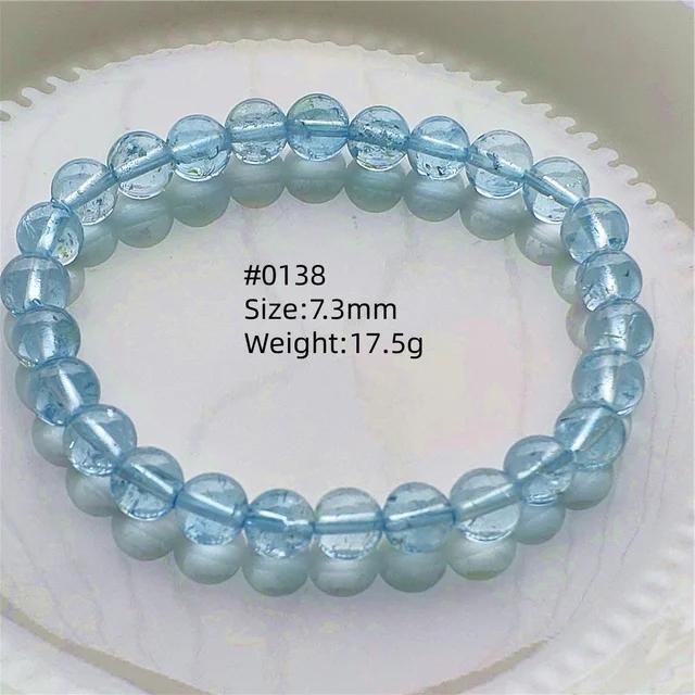 Natürlicher Blauer Topas Klare Runde Perlen Trendiges Unisex Armband Schmuck Party Geschenk 7mm 8mm AAAAAA