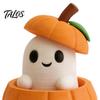 Small Ghost Ornament 3D Printed Pumpkin with Removable Figurine, Creative Halloween Desktop Miniature Figurine Decoration, Cute Statue for Home Office