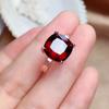 Wosikate Vintage Geometric Shape 10*10Mm Garnet Red Ruby Rose Gold Plated Wedding Ring For Women Copper Jewelry Finger Ring Open