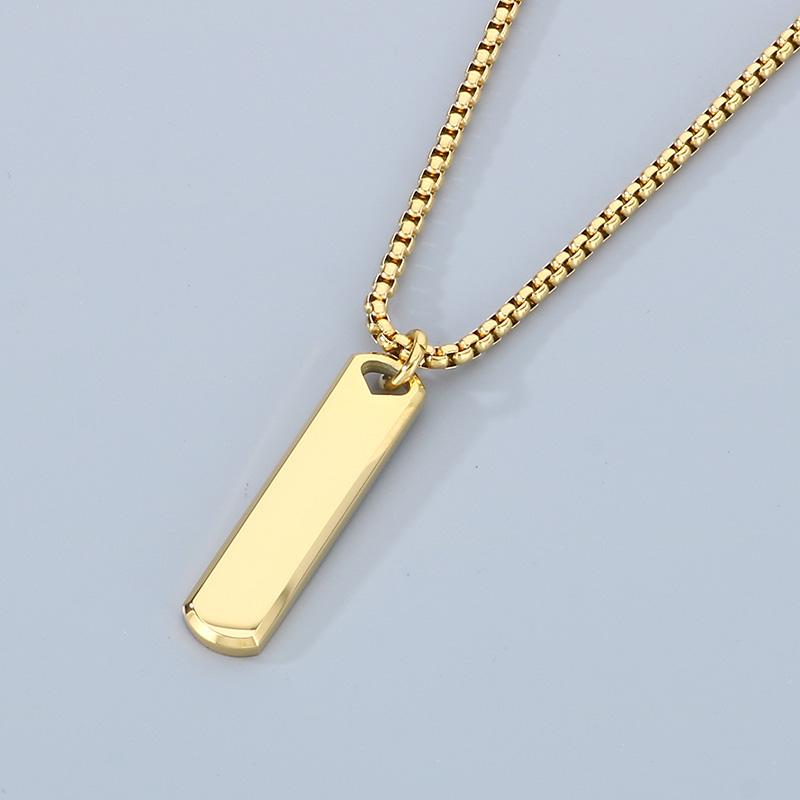 Einfache rechteckige Edelstahl-Anhänger-Halskette für Männer Hip-Hop Personalisierbare Charms Schmuck Stereoskopische geometrische Accessoires