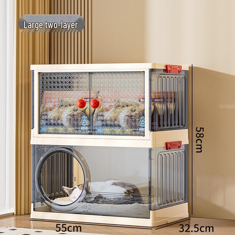 In-Stock Multi-layer Foldable Transparent Cat Bed & Toy Storage Cabinet