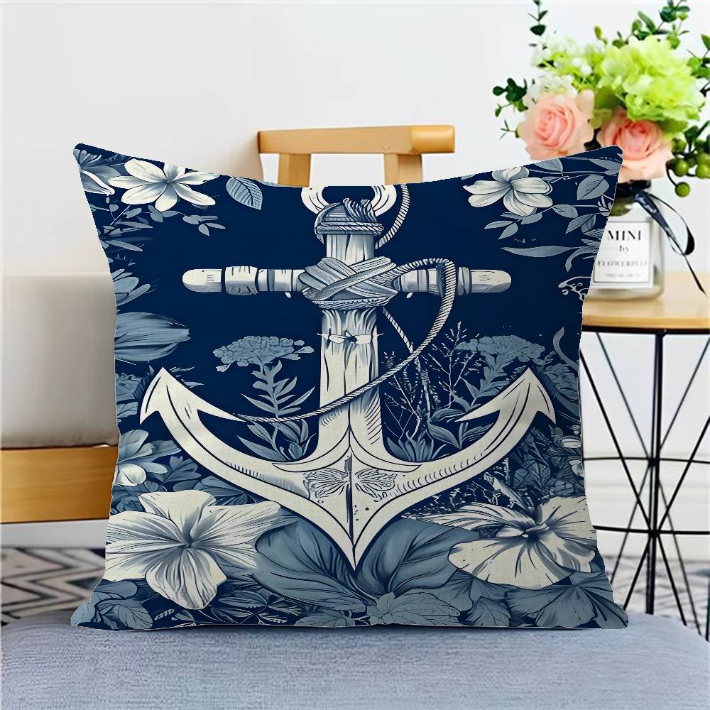 Темно-синий якорь 45*45см Наволочка Чехол для подушки Декор Наволочка Домашняя наволочка Для диванной подушки 12x12Inch