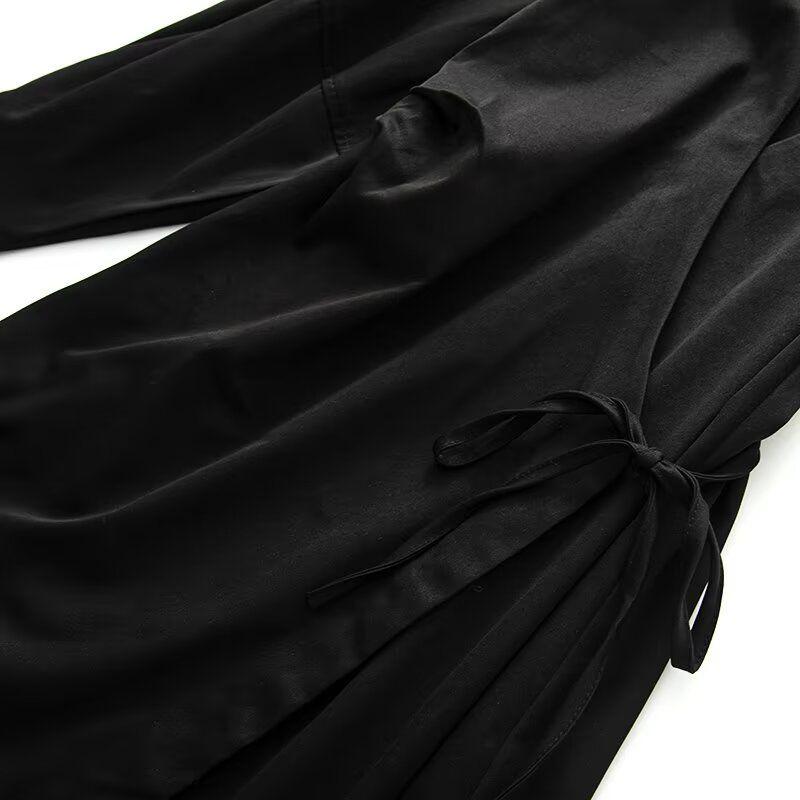 Kaslead New Women clothes Western Style Fashion Long sleeve V-neck Wrap Shirt Dress