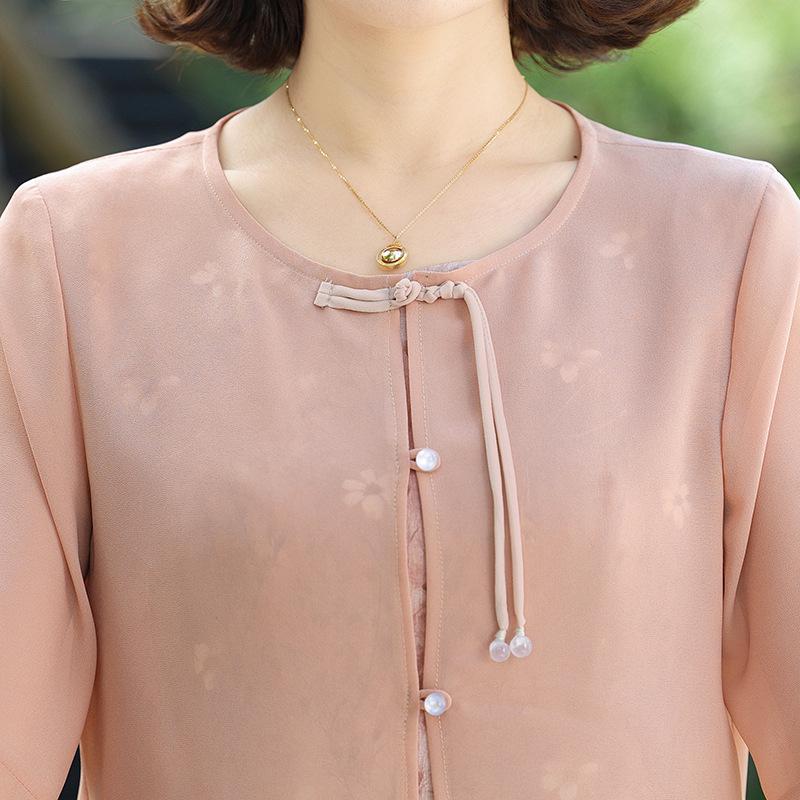 Elegantní letní outfit v čínském stylu: Módní národní stylová sukně pro maminky 2025