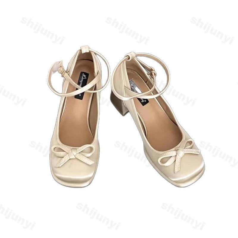 Women's Shoes Buckle Strap Women's High Heels 2026 New Autumn Fashion Butterfly-knot Dress Pumps Women Shallow Mary Jane Shoes