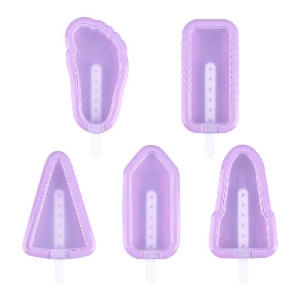 

5Pcs Multiple Shapes Ice Cream Making Tools Silicone Ice Lolly Mold Household Ice Cream Mold