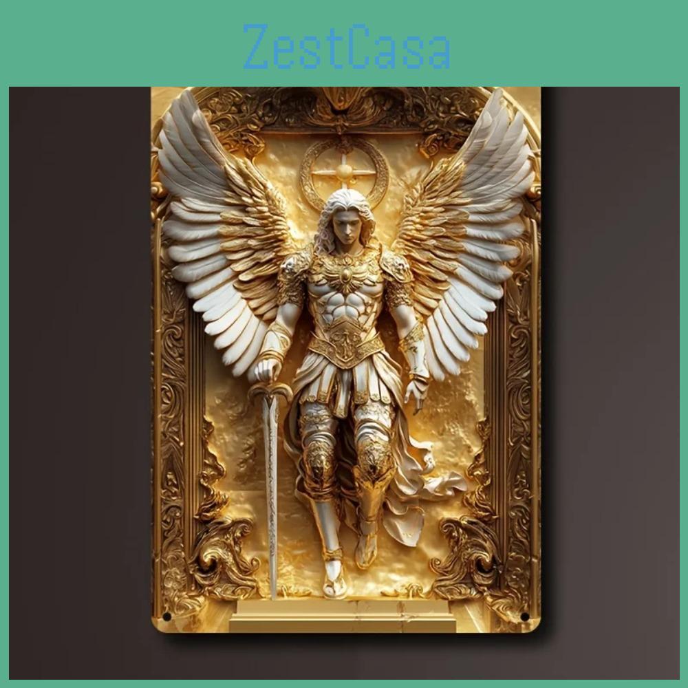 Michael Square Archangel Golden 2dgoldenarchangelmichael Aluminum Wall Art 2d Durable Metal Sign Versatile Decor For Homebar