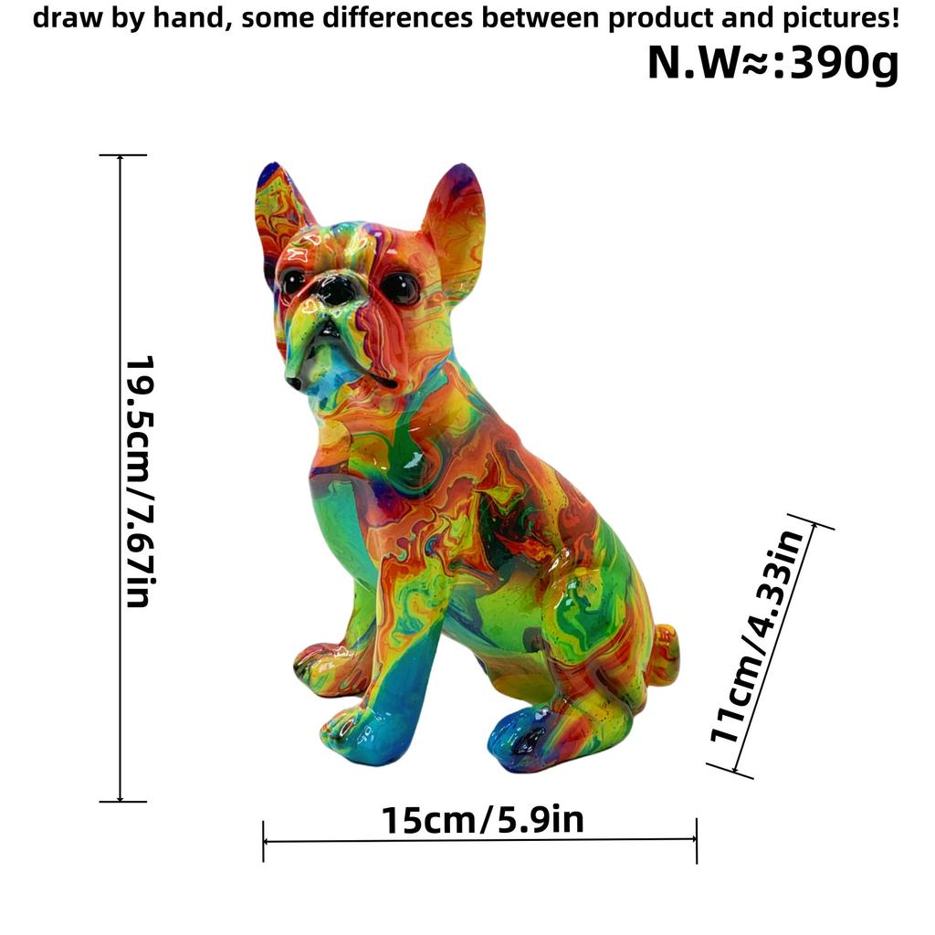 Modern Creative Gradient Tilted Head Bulldog Ornaments Home Decoration Resin Crafts Housewarming Gifts