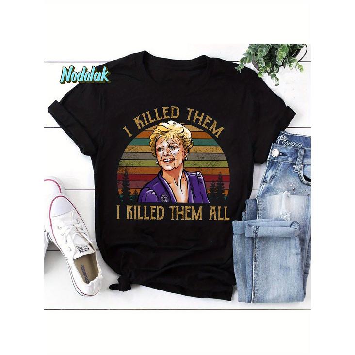 Men S Murder She Wrote Jessica Fletcher Vintage T-Shirt - I Killed Them I Killed Them All Retro TV Show Graphic Tee with Jessica Fletcher & Murder S чёрный